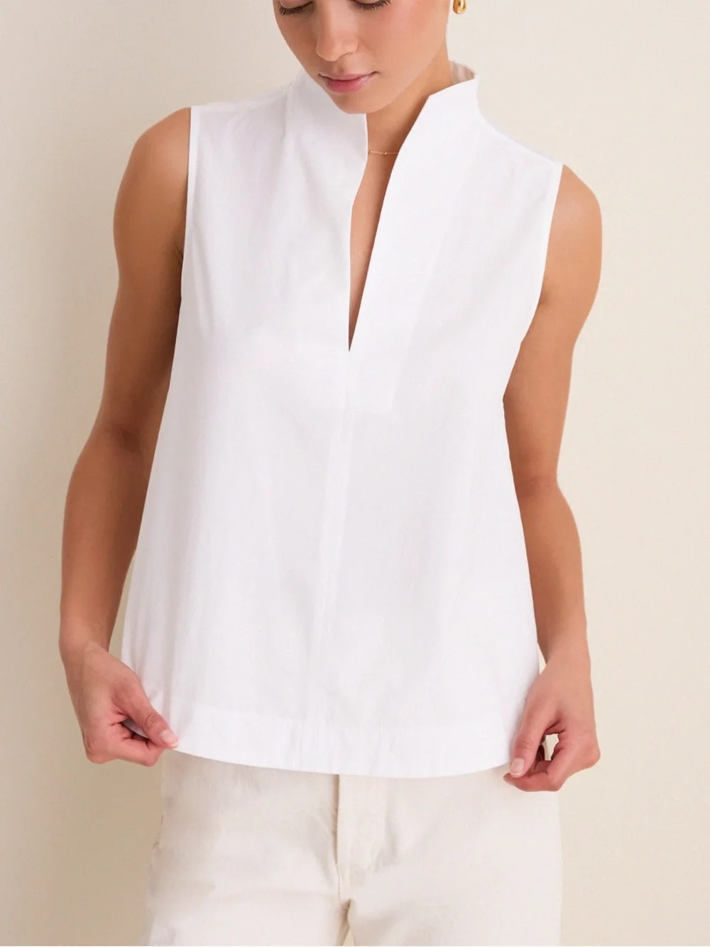 Tuckernuck White Sleeveless Celeste Swing Top Cotton NWT L